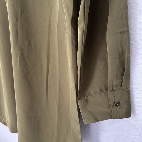 Abercrombie & Fitch Dress Women S Green Button Up Roll Tab Sleeve Casual Preppy - Picture 13 of 15